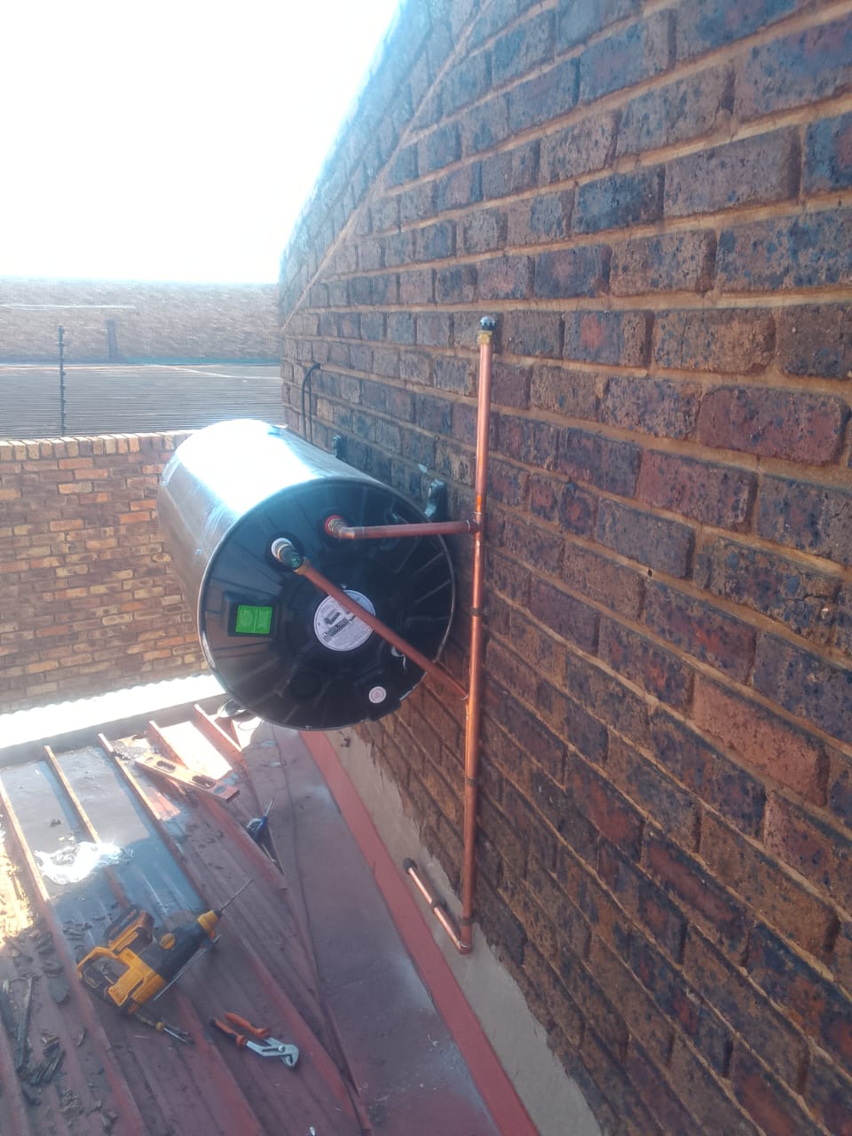 Geyser installation in progress for a Sandton hot water system replacement